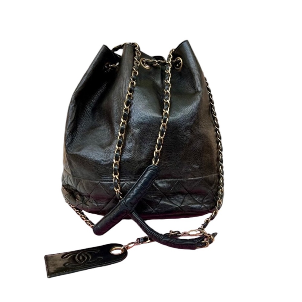 Authentic Vintage Chanel Bucket Chain Bag Chocolate Brown
